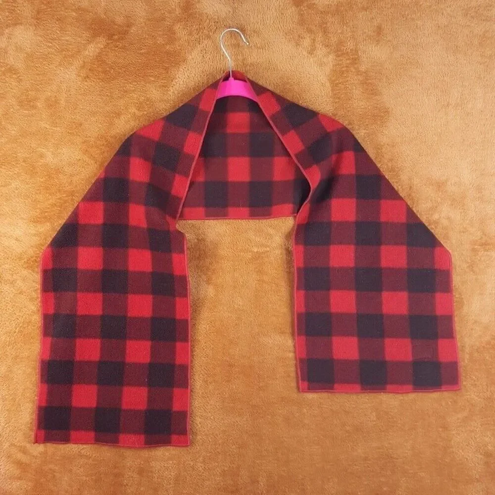 GAP Scarf Red Check Buffalo Plaid Fleece Rectangle 54x11